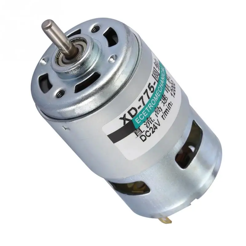 

775 Dc Ball Bearing Round Shaft High Speed 30w High Power Torque Low Noise Motor 24V12000RPM Ball Bearing Motor High Quality