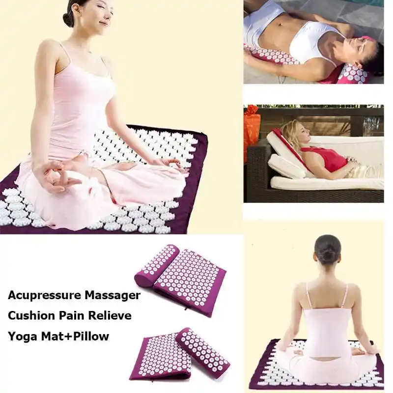 Massage Kèm Túi Máy Massage Đệm Massage Thảm Bấm Huyệt Giảm Đau Cơ Thể Spike Thảm Châm Cứu M với Gối Thư Giãn|Thảm Yoga| - AliExpress