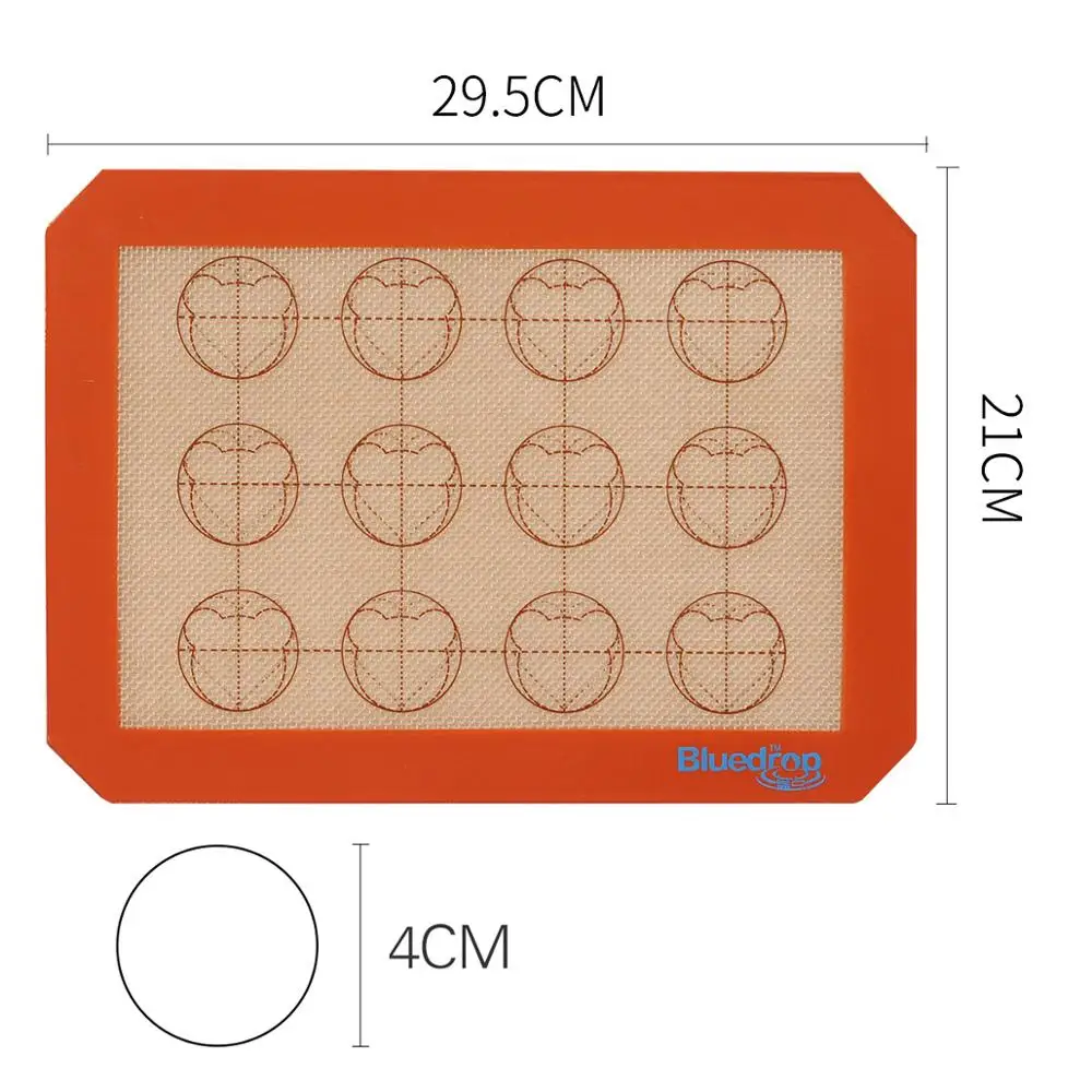 Bluedrop silicone baking mats macaron baking sheets non stick oven liner food grade sugar sheet for quarter size pan 21x29.5cm