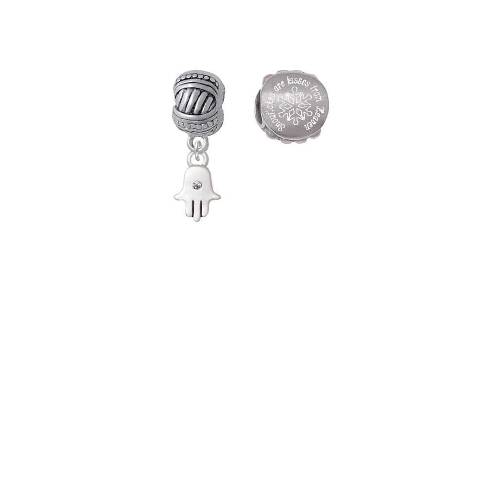 Silvertone Mini Hamsa Hand Snowflakes are Kisses from Heaven Charm Beads (Set of 2) |
