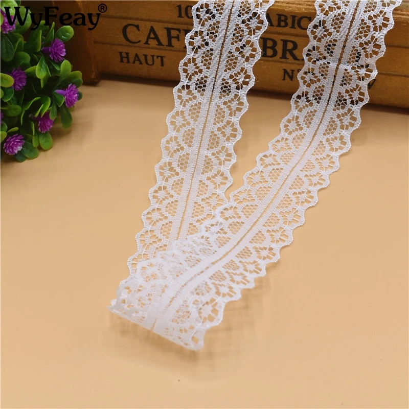 

Beautiful 10 Yards White Lace Ribbon Tape 28MM Lace Trim Fabric DIY Embroidered Net Lace For Sewing Decoration lace fabric