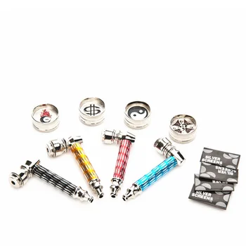 

Hot Sale Metal Smoke Smoking Pipe + Herb Grinder Grinder + Pipe Screens Random Color Smoking Accessories