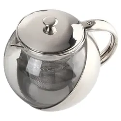 Современная стильная нержавеющая сталь + стеклянный чайный горшок со свободными чайными листьями для заварки серебряных аксессуаров