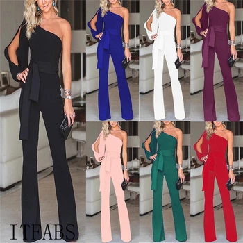 

Women Summer Clubwear Playsuit Jumpsuit Strap One Shoulder Long Trousers Pants