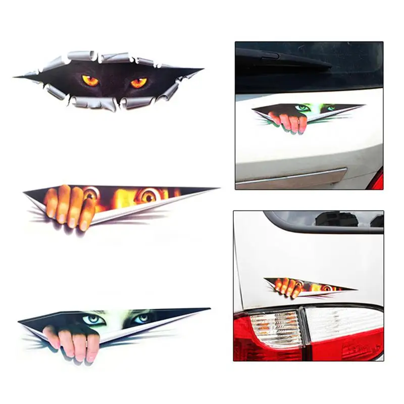 

3D Simulation Stereo Car Stickers Man Black Panther Eyes Peek Car Stickers Fashion Personality Car Decor