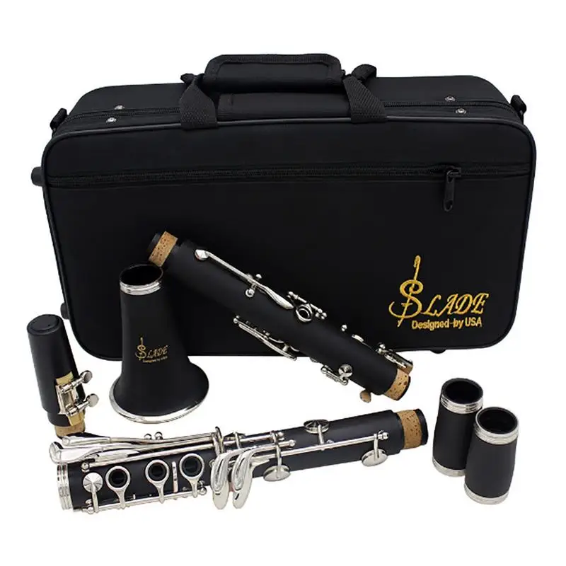 

SLADE ABS 17 Key bB Flat Soprano Binocular Clarinet with Cork Grease Cleaning Cloth Gloves 10 Reeds Screwdriver Reed Case