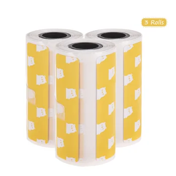 

3 Rolls Cartoon Direct Thermal Labels Roll 2.17*1.18in Strong Adhesive Sticker for PeriPage A6 Pocket BT Thermal Printer