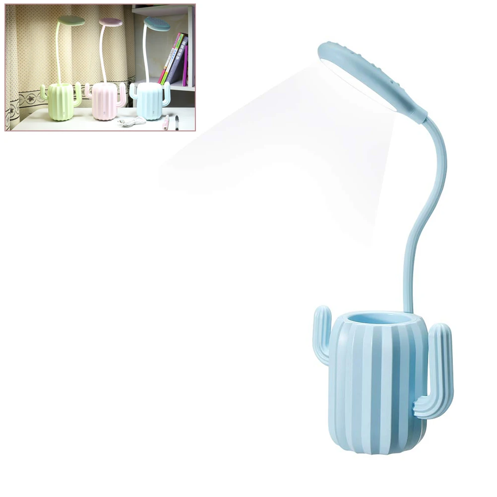 

Adjustable intensity Reading Light USB Rechargeable LED Desks Cactus Bedside Table Lamp Touch Switch Desk Lamps