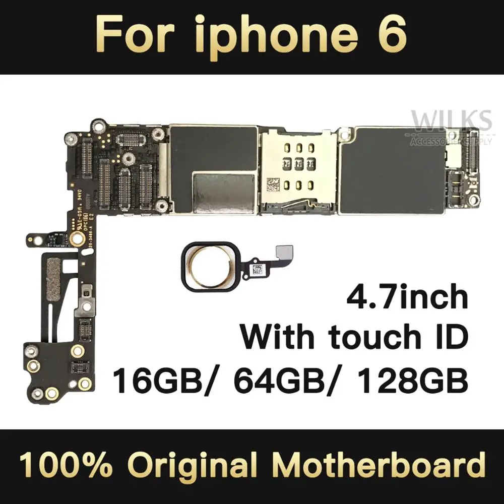100% полностью разблокированная материнская плата для iphone 6 4 7 дюйма с Touch ID