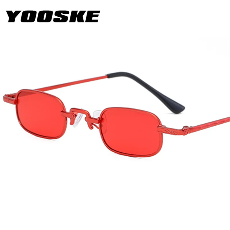 

YOOSKE Rectangle Retro Sunglasses Men Women Small Sun Glasses Fashion Designer Steampunk Glasses Male Vintage Eyeglassses UV400