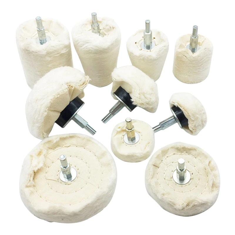 

New 10 Pcs 6Mm Shank Cotton Polishing Wheels Cloth Buffing Wheel Grinder For Jewelry Wood Metal Abrasive Tools Cone Brush