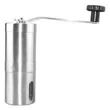 Мини ручная кофемолка из нержавеющей стали, регулируемая кофейная мельница с резиновой петлей для хранения, Легкая очистка, серебристый, черный, силиконовый