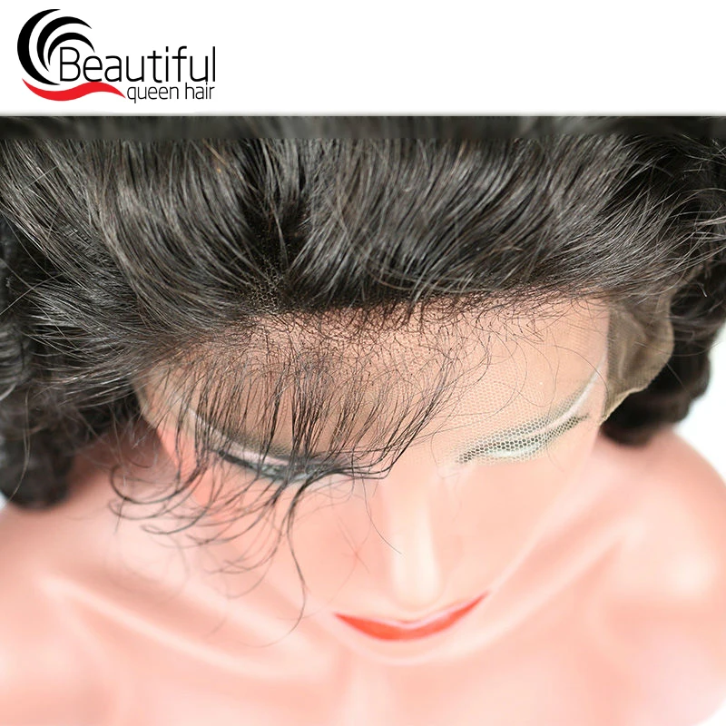 Красивые перуанские человеческие волосы queen 10A, свободные волнистые полные парики шнурка для женщин, предварительно сорванные девственные волосы с волосами младенца 12-24