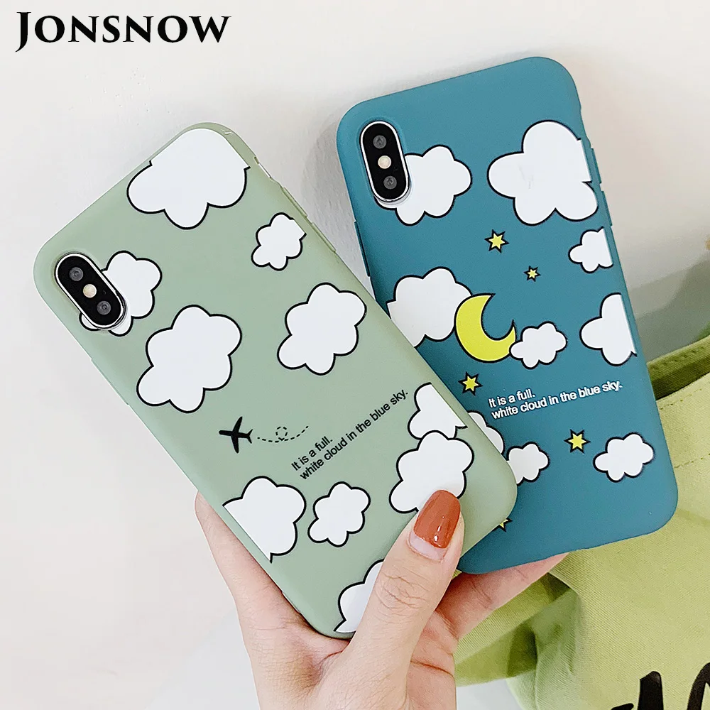 

JONSNOW Matte Phone Case for iPhone XS Max X XR Cases White Clouds Pattern Soft Silicone Cover for iPhone 6 6S 6P 7 8 Plus Capa