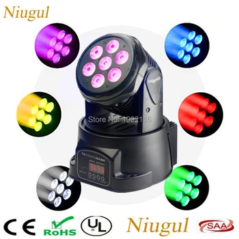 

LED Moving Head Wash Effect 7x12W RGBW Lighting Quad with Advanced DMX Channel Sound Actived Stage Lighting For Bar Disco Party