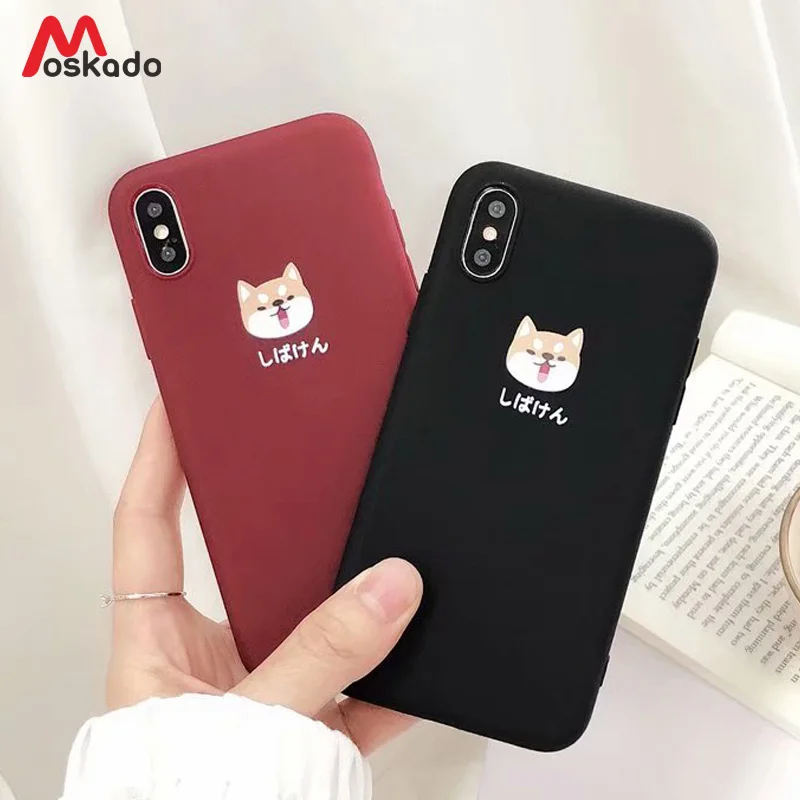 

Moskado Cartoon Dog Head Phone Case For iphone X XS Max 7 8 6 6s Plus Couples Cute Case For iphone 5 5s SE XR Soft TPU Cover