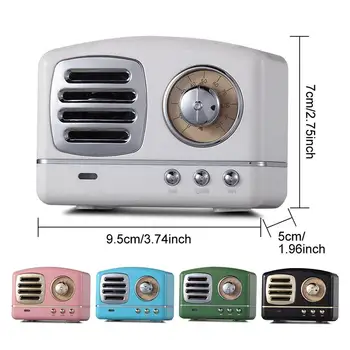 

Retro Hifi Stereo Bluetooth V4.1 Speaker Portable Wireless Vintage Speaker Built-in Mic Support Memory Card R20