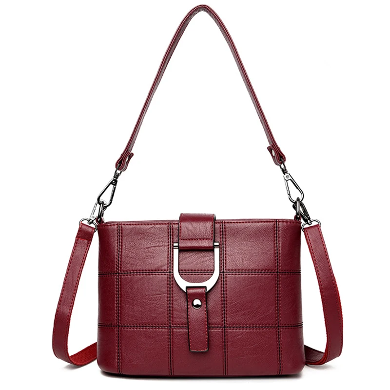 

Women Messenger Bags Designer Woman Bag 2017 Leather Shoulder Bags Tote Bag sac a main femme nouvelle collection(Red wine)