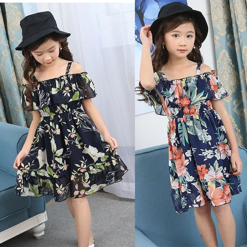 يا حلاتهم Holiday-Kids-Dresses-For-Girls-2019-Clothes-Chiffon-Summer-Printed-Floral-Dress-Girl-10-12-13