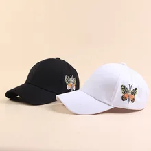 Для женщин сбоку бабочки вышивка Кепки s Для женщин солнечные шляпы девушки Повседневное Snapback Кепки s Для женщин Бейсбол Кепки зима-осень