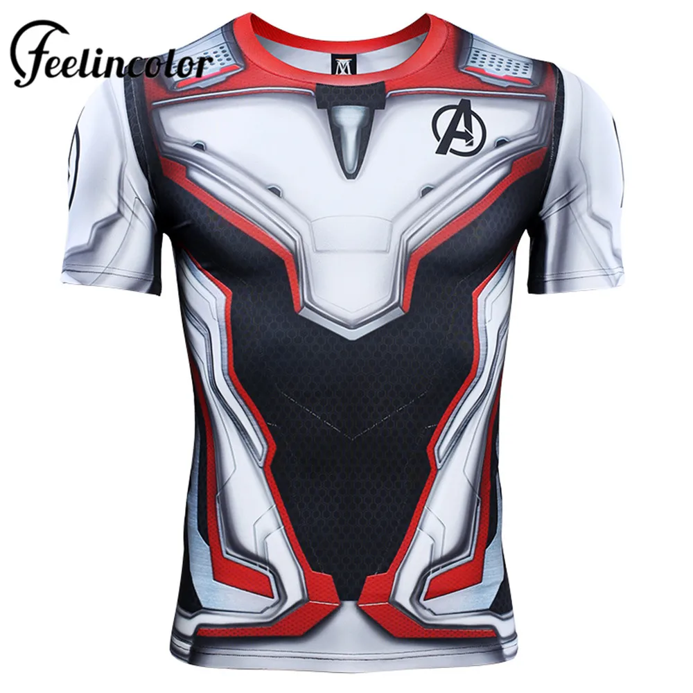 

Feelincolor Avengers Endgame Quantum Realm Men 3D Printed T shirts Compression Shirt Iron Man Cosplay Costume Short Sleeve Top