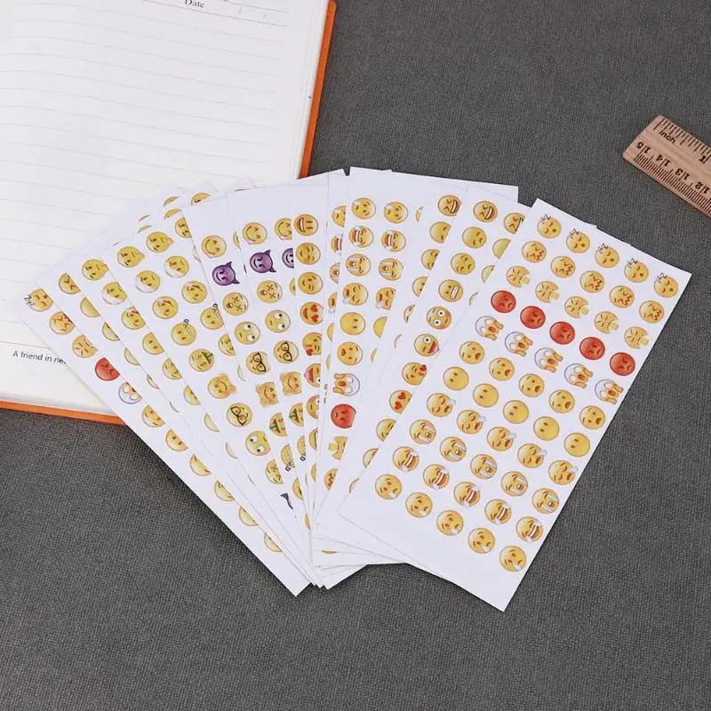 

12 Sheets 660pcs Emoji Stickers Emoticons Kid DIY Note Message Mood Expression Sticker Notebook Decorative Sticker Supplies