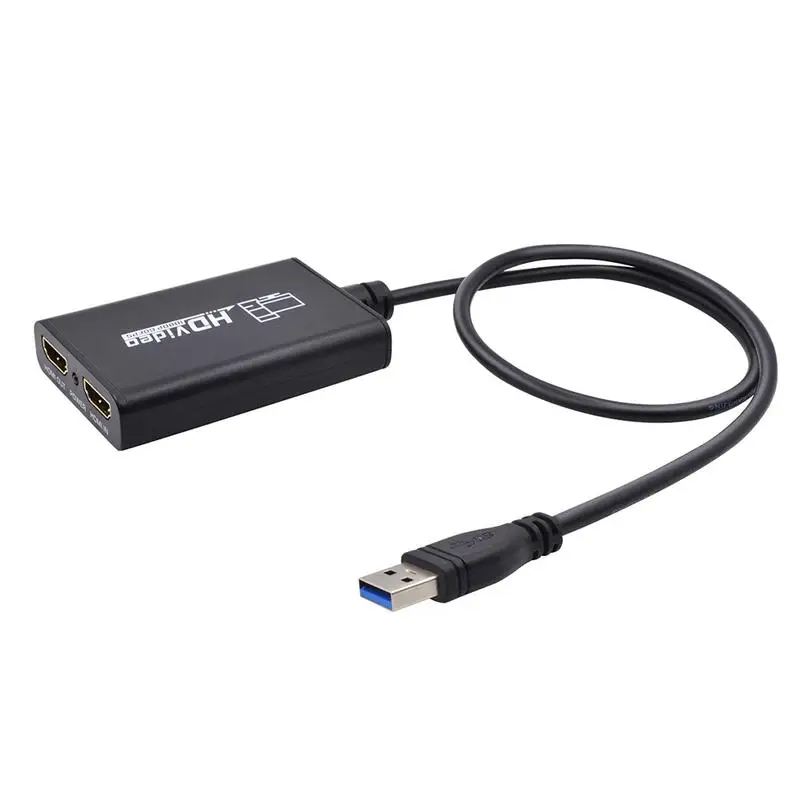 

HDMI To USB3.0 1080P 60fps Video Capture Card 2in/out Port For Windows Laptops PC Projector HDMI Converter With LED Light