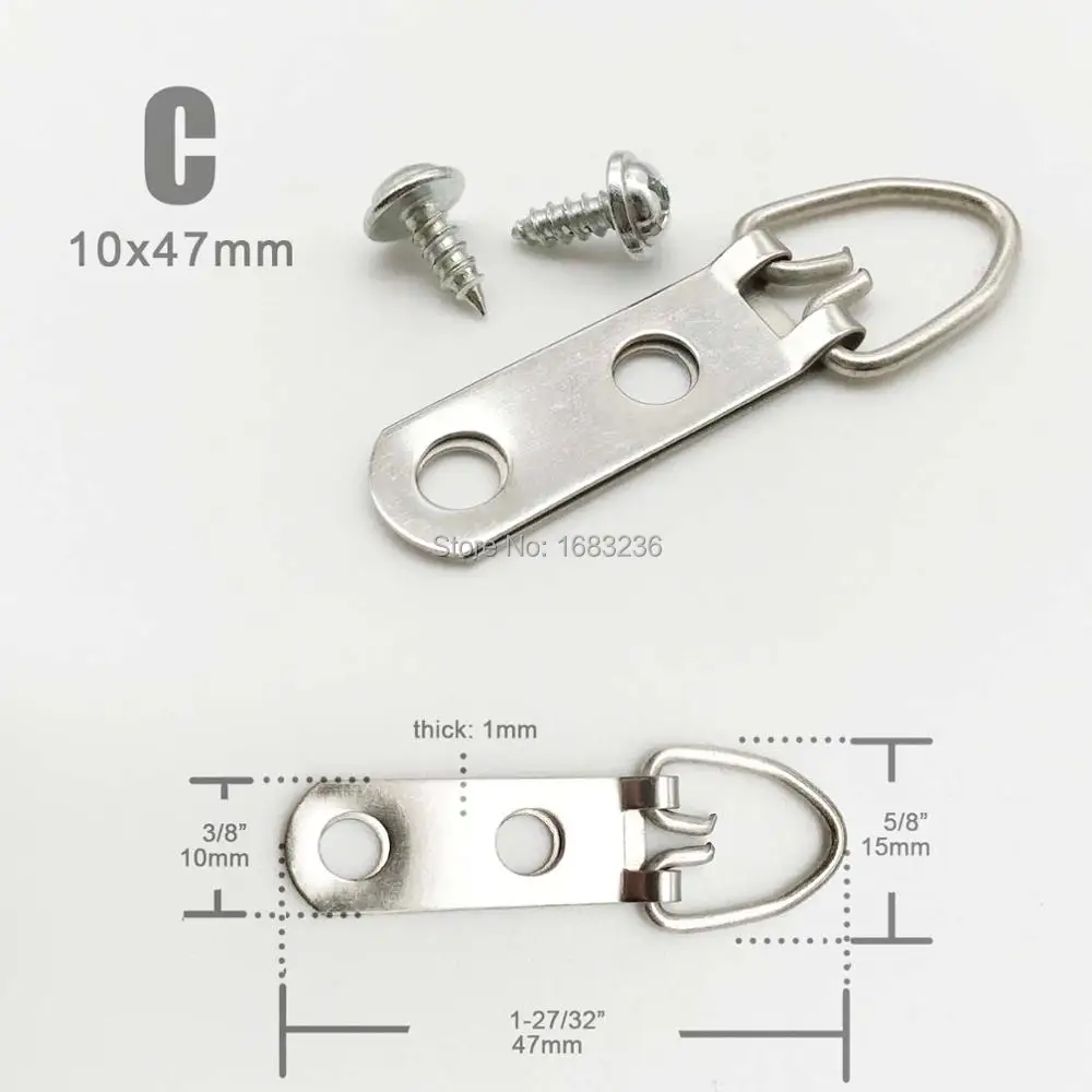 Silvery Triangle D-Ring Photo Picture Frame Hanger Hook Hanging Oil Painting Mirror Small Large Heavy Duty with screws 50pcs wall hooks picture frame hangers hanging hooks