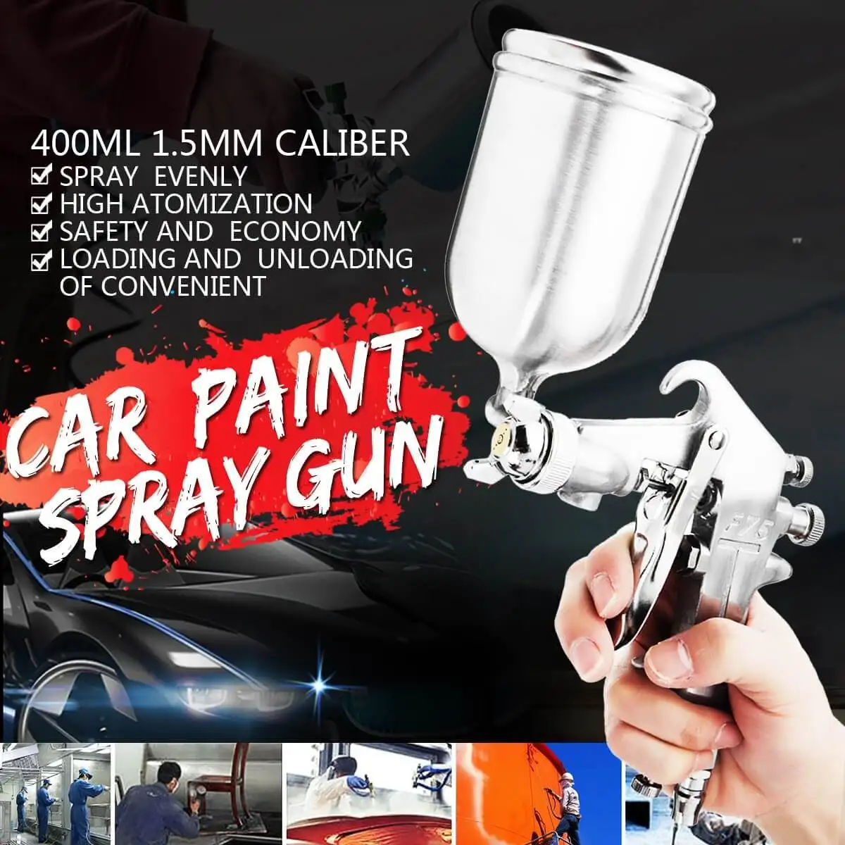 400ML 1 5mm Professional  Feed Spray  Gun  Paint Sprayer 