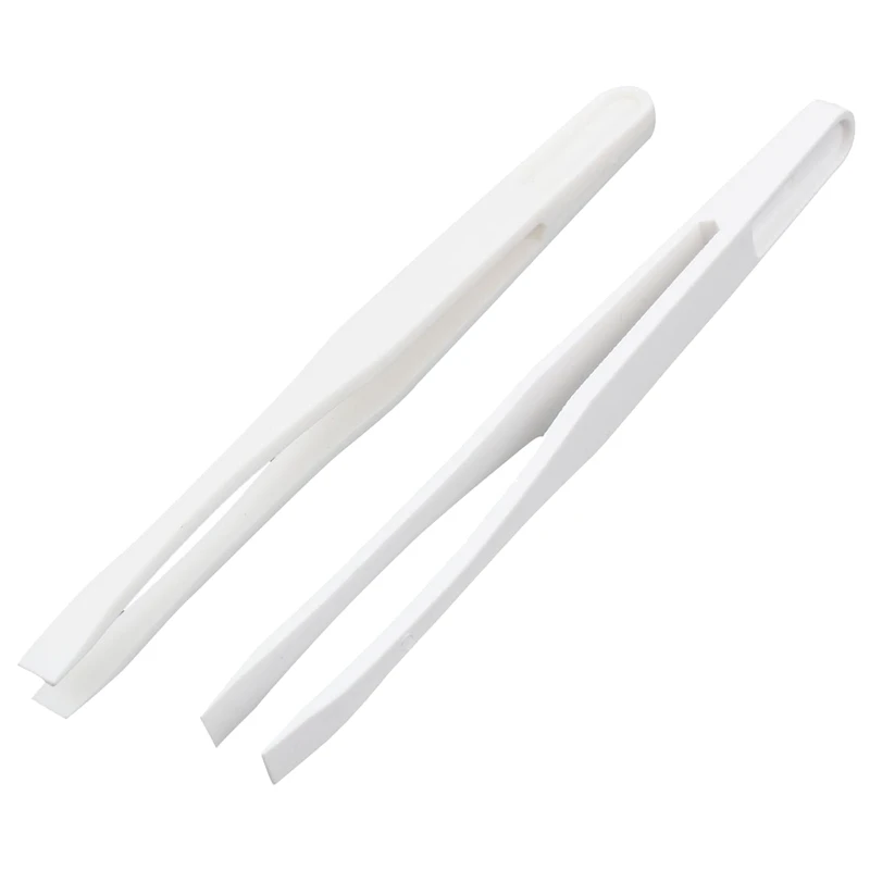 

HLZS-2 0.6 cm flat tip white plastic antistatic tweezers 12 cm length