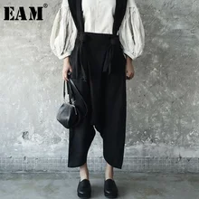 [EAM] Новинка Весна Темперамент без бретелек два кармана широкие брюки женские брюки мода прилив все матч JE82201S