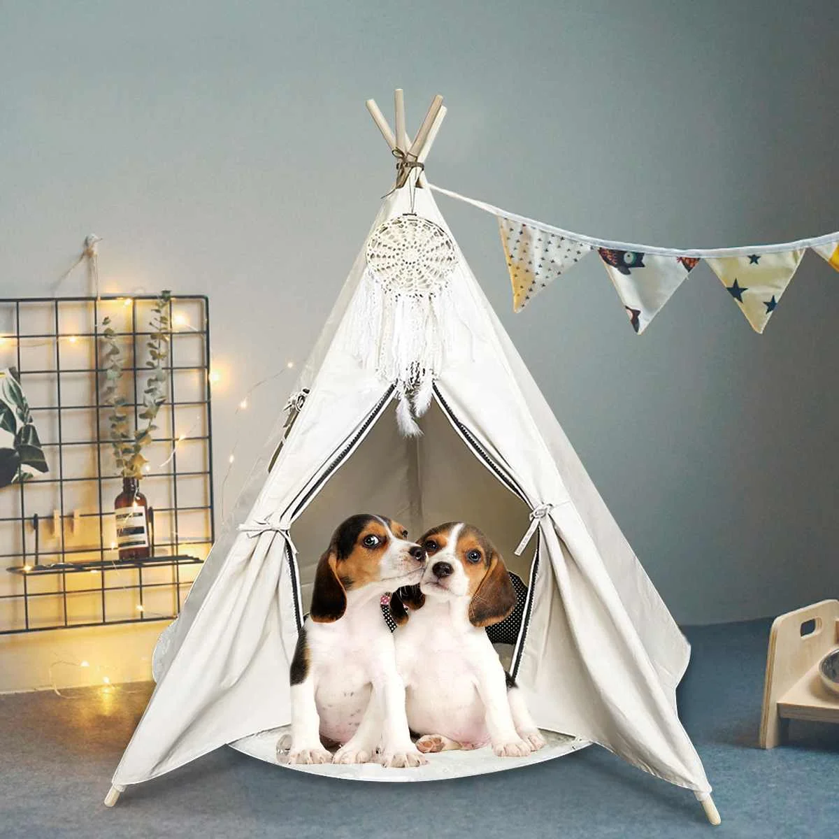 

Children Home Canvas Pretend Play Tipi Large Kids Princess Tent Net Outdoor Indoor Adult Pet Canopies Home Bedroom Decoration