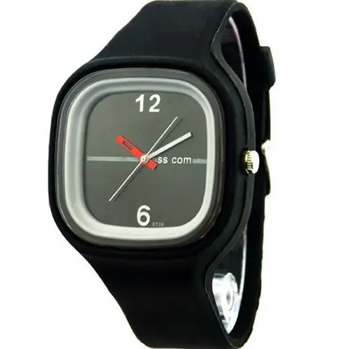 Для мужчин и женщин квадратный циферблат желе силиконовые модные спортивные кварцевые простые наручные часы