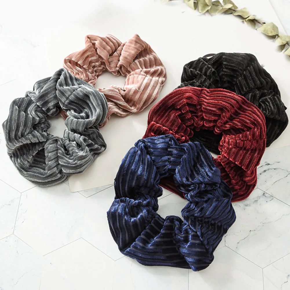 buy 1Pc Velvet Bunny Ears Elastic Solid Large Size Stripe Velvet Scrunchie Ponytail Holder Tails Wrap Deep Purple 2019 New Hairband