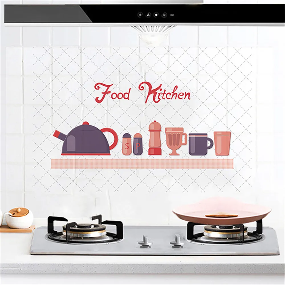 60*90cm Kitchen Wall stickers Oilproof Removable Waterproof Tiled Wall Decals Aluminum Foil Adesivo De Parede Home Decoration