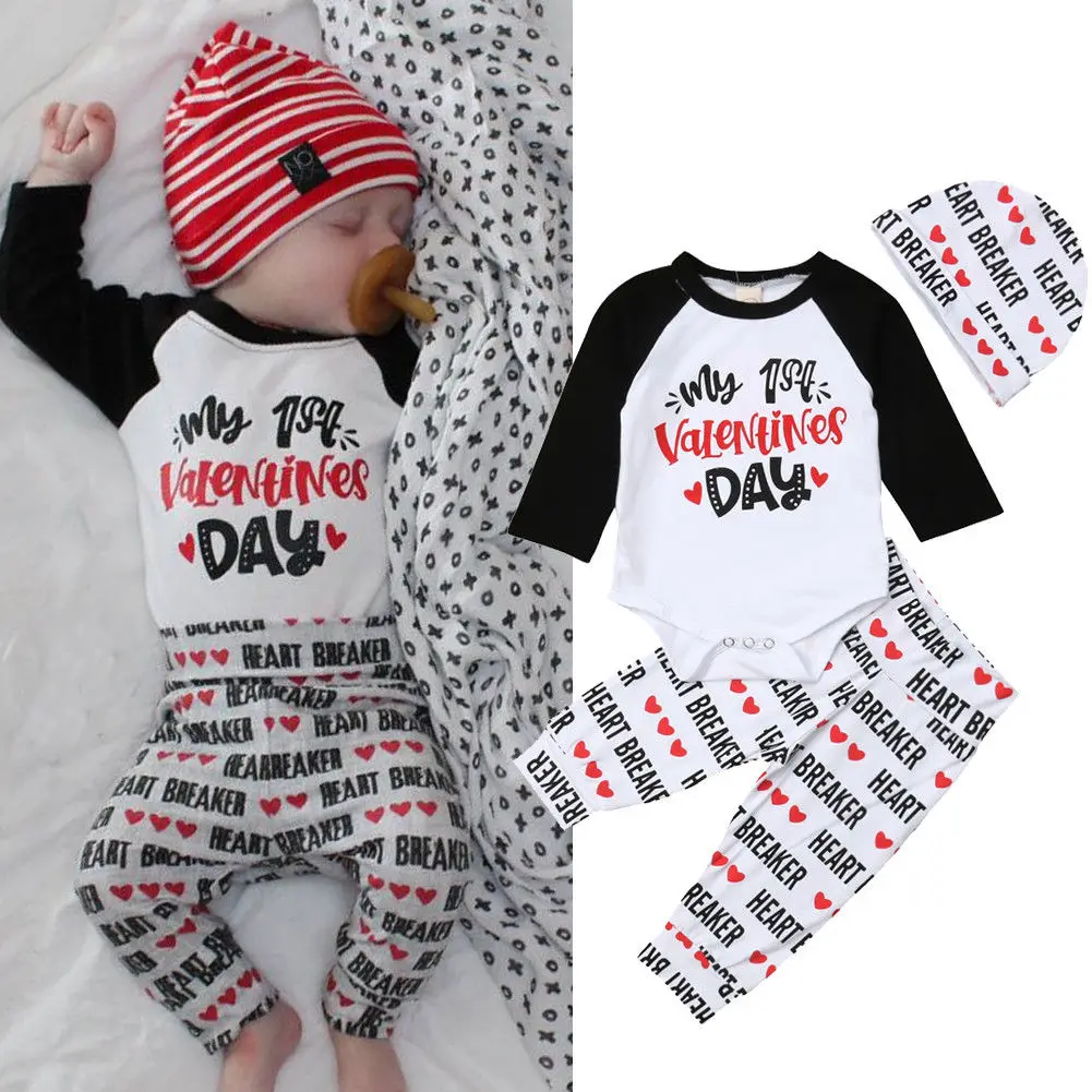 Newborn Baby Boys Girls Outfits Set Fashion Long Sleeve Letter Bodysuit