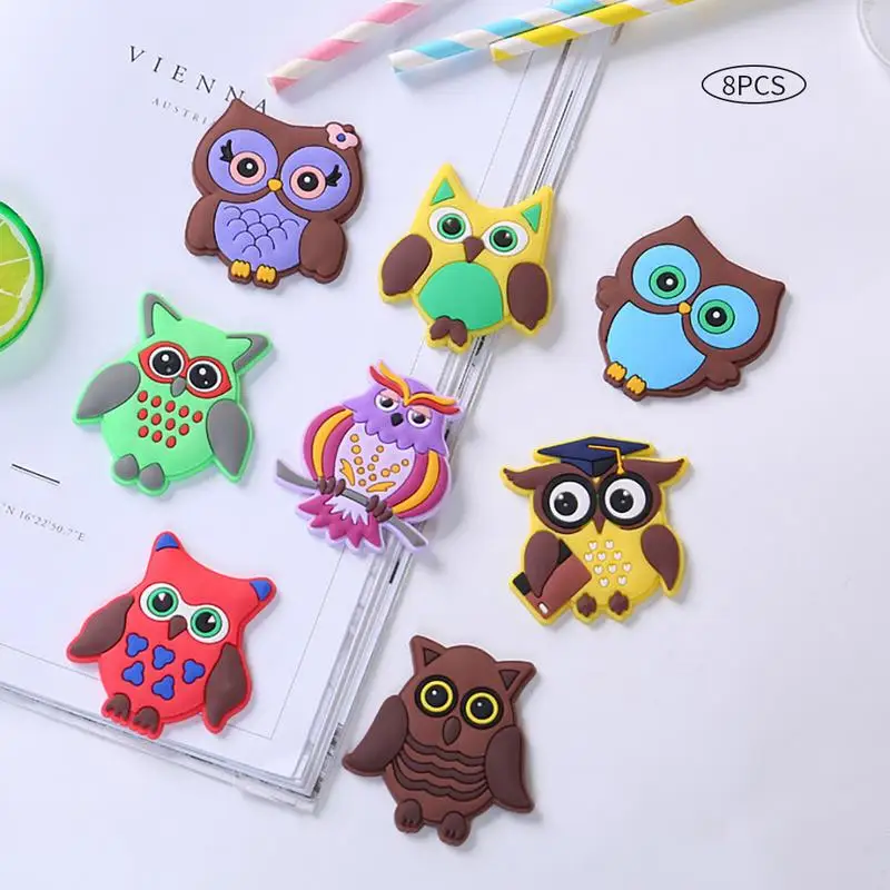 

10pc/pack Cute Cartoon Pattern Magnetic Sticker Owl Refrigerator Sticker Home Decoration Supplies