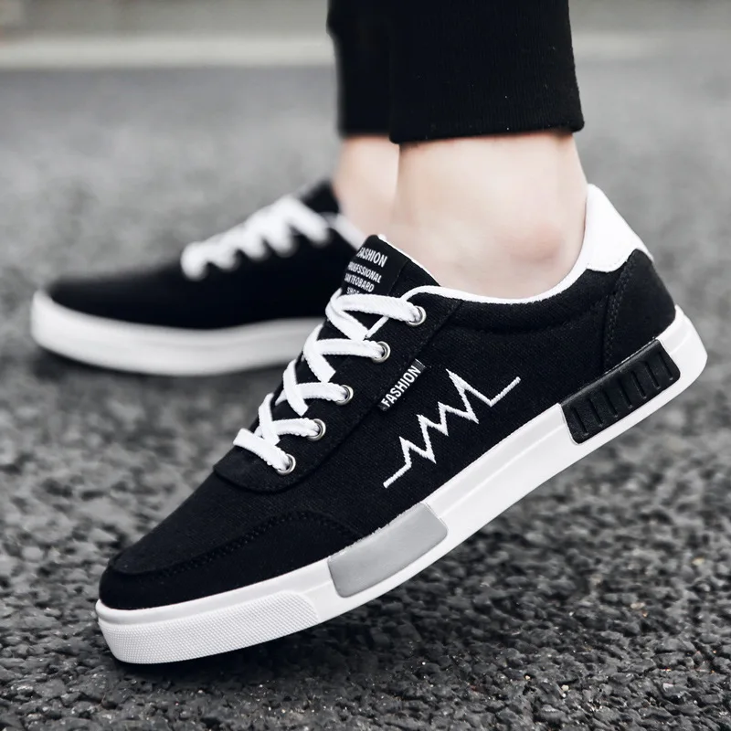 2019 New Spring Summer Canvas Shoes Men Sneakers Low Top Black Shoes Men's Casual Shoes Male Brand Fashion Sneakers