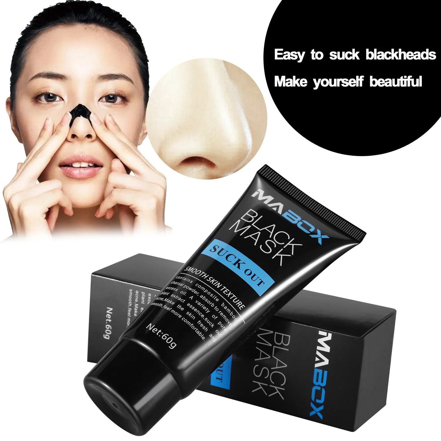 MABOX Black Nose Blackhead Remover Face Mask Peel Off Black Head Acne Treatments Deep Clean Skin Care Charcoal Mask DROPSHIP