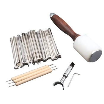 

25pcs Leather Tool Cutting Stitching Carving Sewing Craft Tool Leather Crafting Tools for Leather Carpet Upholstery
