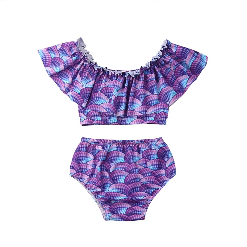 

2019 New Cute Summer Kids Baby Girl Shells Ruffle Bikini Set Swimwear Swimsuit Hiliday Beach Bathing Suit 2 to 7Y