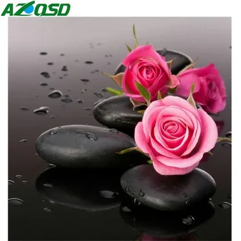 

AZQSD 5D Diamond Painting Rose&Stone Picture Of Rhinestones Decoration Diamond Embroidery Flower Handicraft Full Square Drill