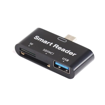 

High-quality Mini 3 in 1 Type-C USB 3.0 OTG SD/TF Extender Card Smart Cardreader Adapter High Speed Type C Memory Card Reader