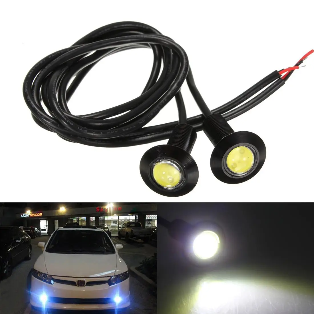 

Pair Car DRL Eagle Eye LED Daytime Running Light Screw Lamp Source Waterproof Car Styling