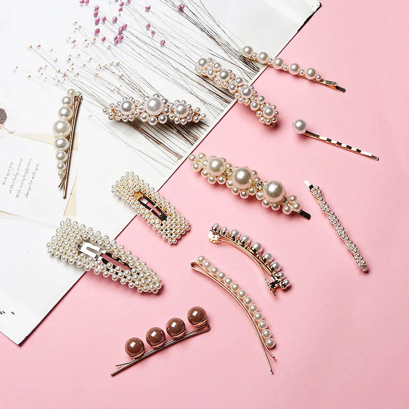 

1Pc Snap Barrette Stick Pearl Hair Clips Hair Accessories Women Elegant Supplies Headwear Hair Styling Tools Korean Design