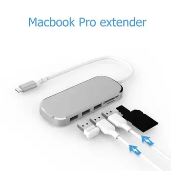 

6 in 1 USB C Hub Type C to USB 3.0 PD TF Card Reader Adapter for MacBook 2019 New Computer Peripherals USB Hubs Wholesale
