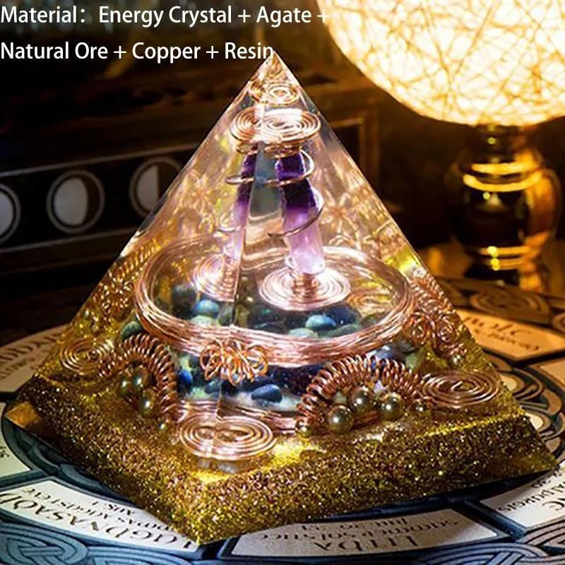 Пирамида из натурального кристалла AURA REIKI Orgonite магнитное поле конвертер изгонние
