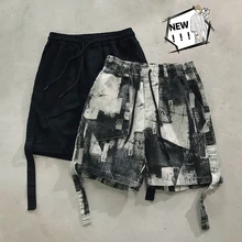 Летние Новые шорты мужские модные прямые повседневные шорты с принтом мужские уличные трендовые свободные военные шорты в стиле хип-хоп