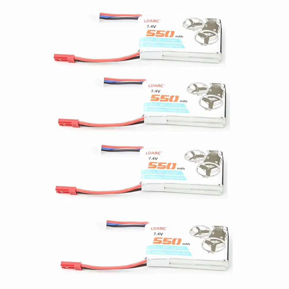 

4PCS LDARC 550mAh 2S 7.4V 80C/160C Lipo battery JST Plug Micro aircraft Mini Quadcopter FPV Racing Drone babyhawk