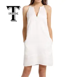 Длинное белое платье деловое платье для женщин Офис глубокий v-образный вырез без рукавов изысканная ткань Экологичная льняная ткань